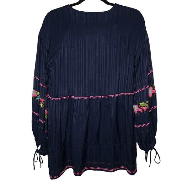 Anthropologie Embroidered Surplice Tunic Blouse OB1397700 Small NWT - Picture 3 of 10